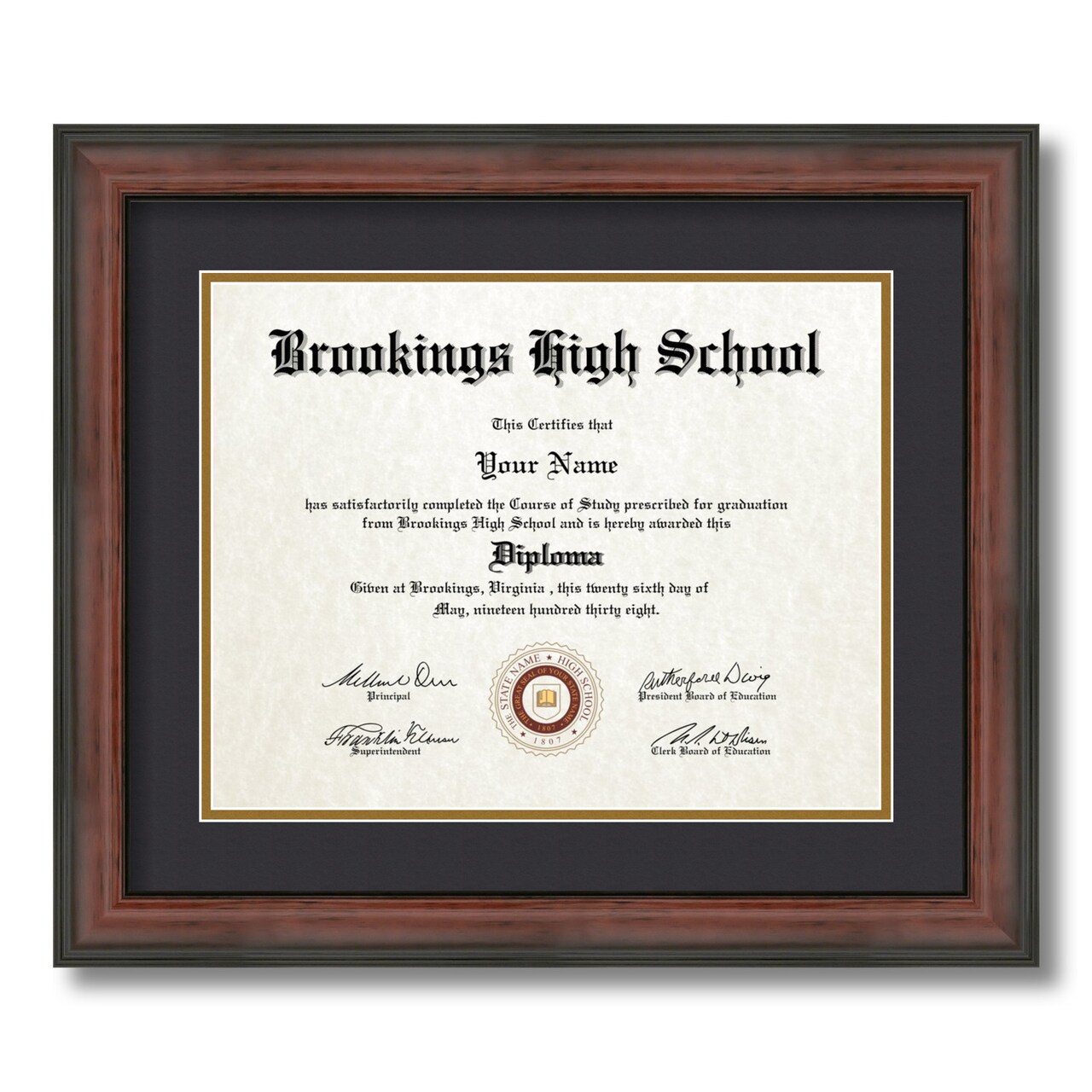 ArtToFrames 11x14 inch Diploma Frame - Framed with Black and Gold Mats, Comes with Regular Glass and Sawtooth Hanger for Wall Hanging (D-11x14)